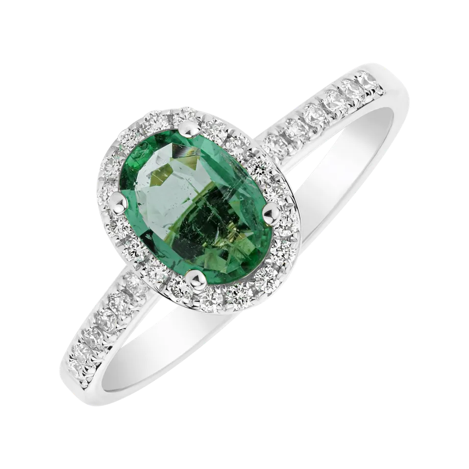 Prsteň s diamantmi a smaragdom Princess