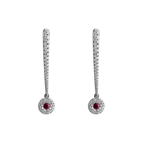 Náušnice s rubínom a diamantmi Sparkling Exclamation