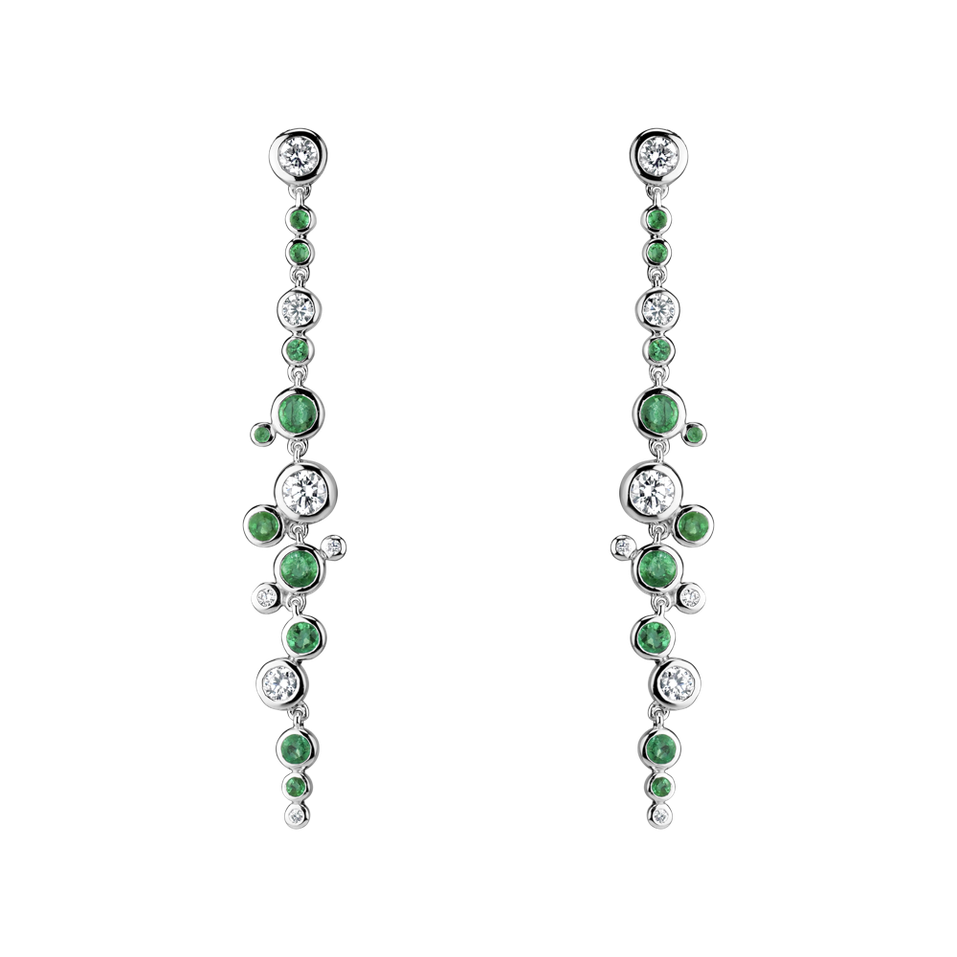 Náušnice s diamantmi a smaragdmi Heaven Waterfall
