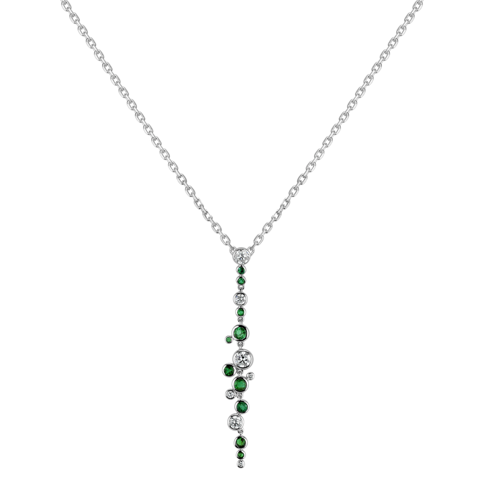 Přívěsok s diamantmi a smaragdmi Heaven Waterfall