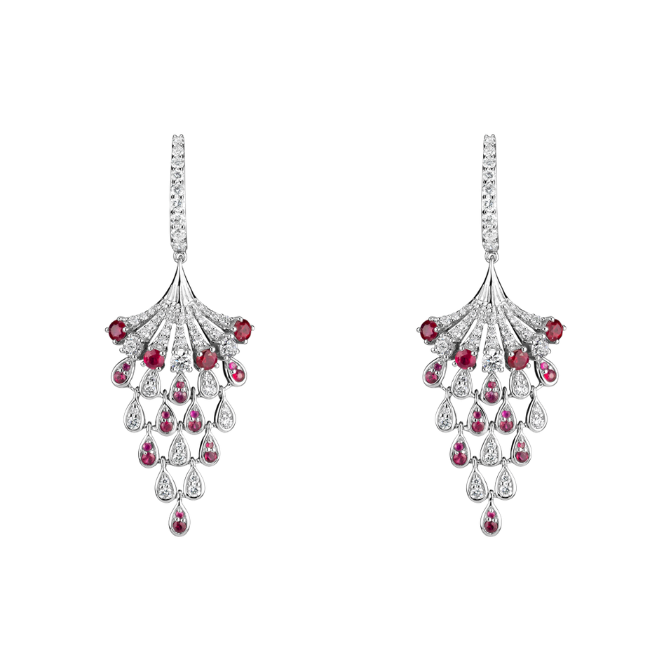 Náušnice s diamantmi a rubínmi Royal Mesh