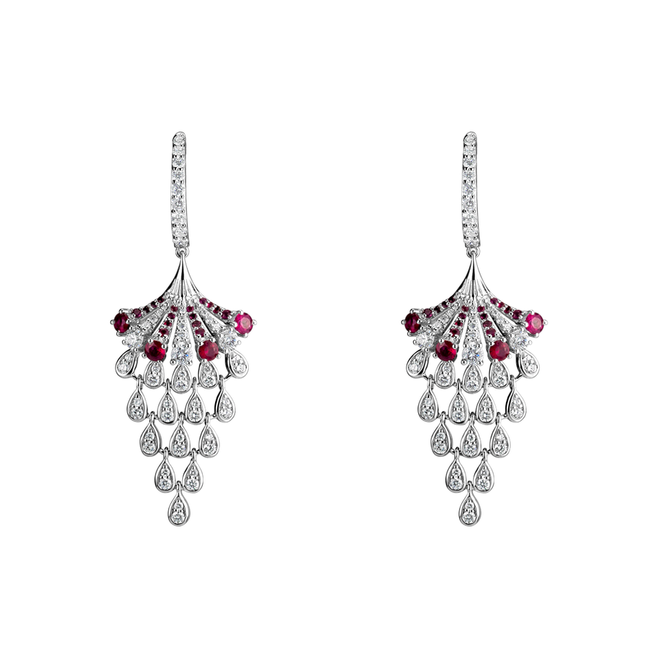 Náušnice s diamantmi a rubínmi Royal Mesh