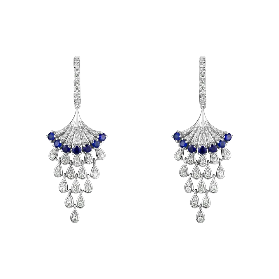 Náušnice s diamantmi a zafírmi Royal Mesh
