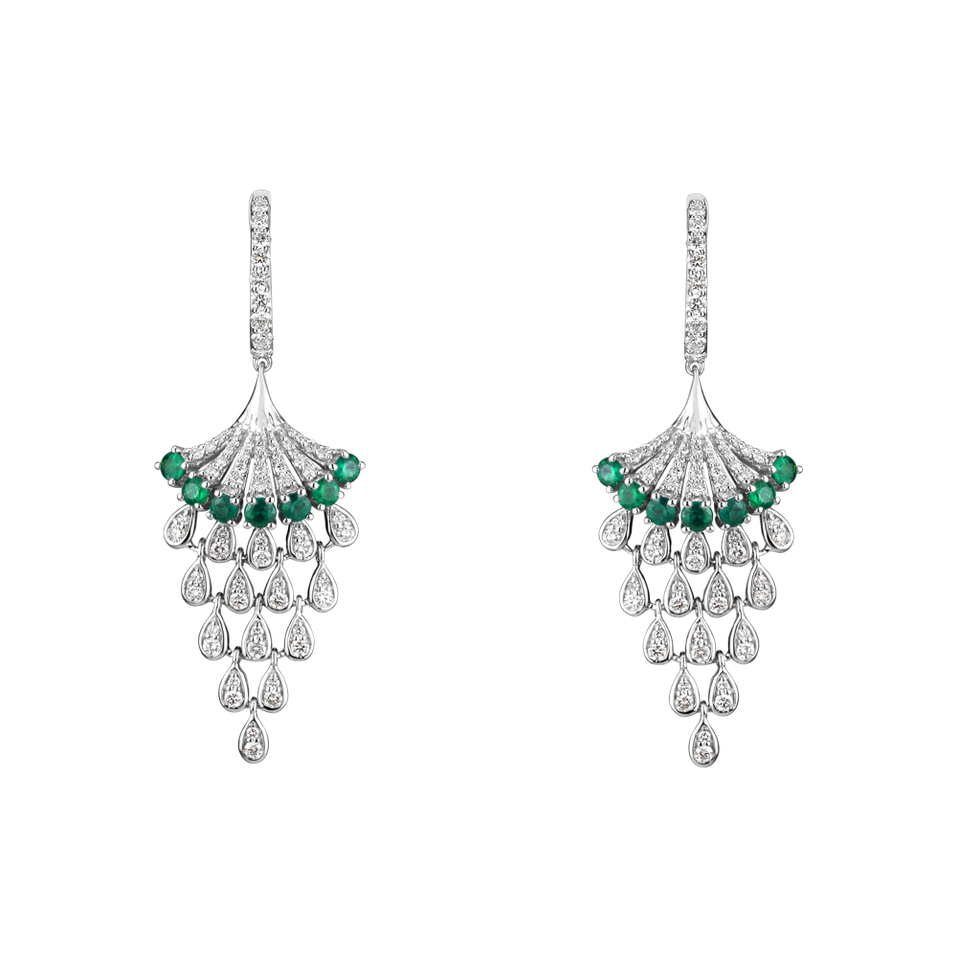 Náušnice s diamantmi a smaragdmi Royal Mesh