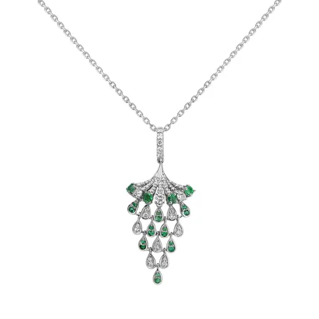 Přívěsok s diamantmi a smaragdmi Royal Mesh