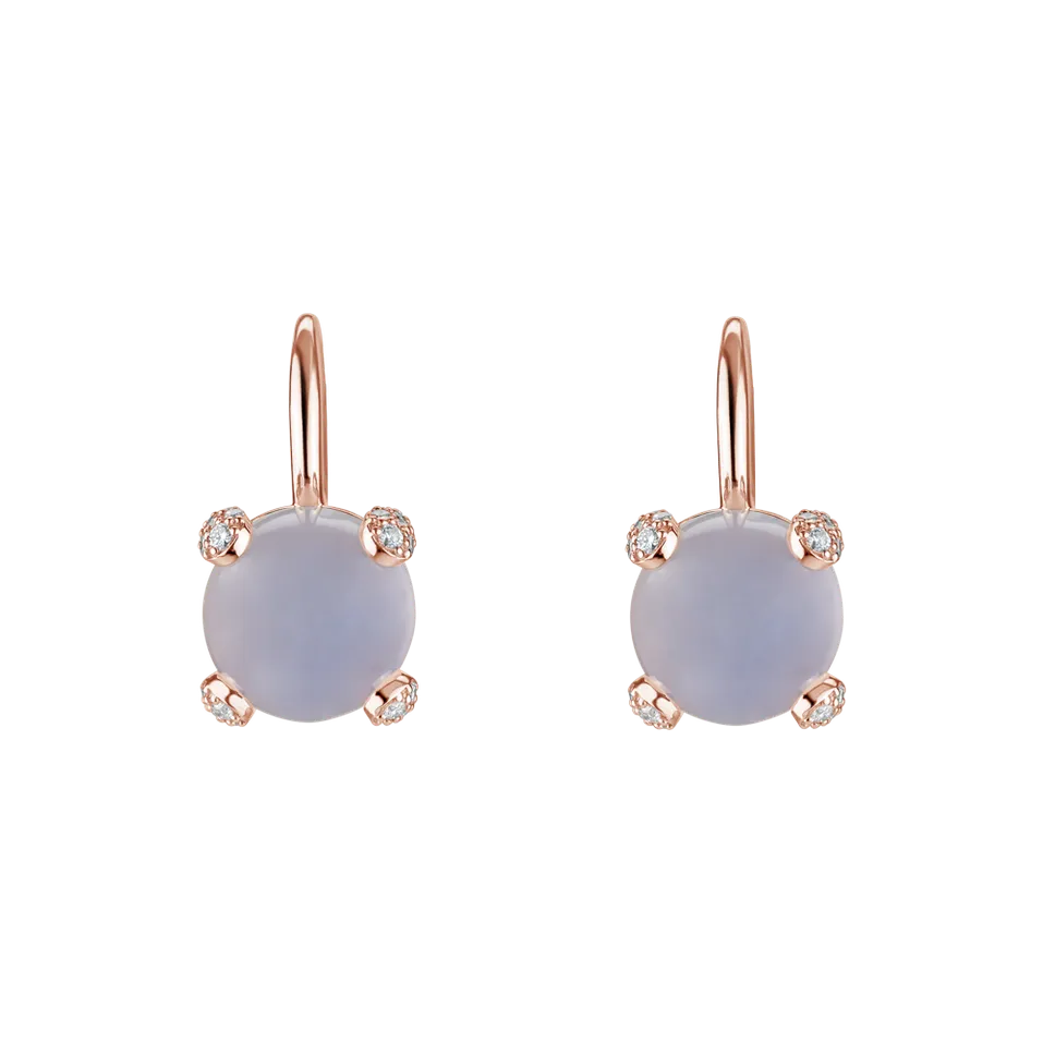 Náušnice s chalcedonom a diamantmi Royal Drops