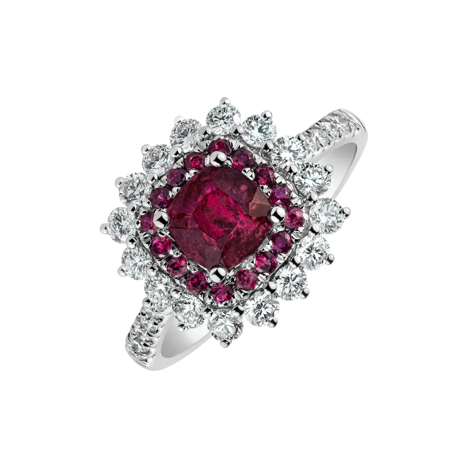 Prsteň s rubínmi a diamantmi Radiant Shine