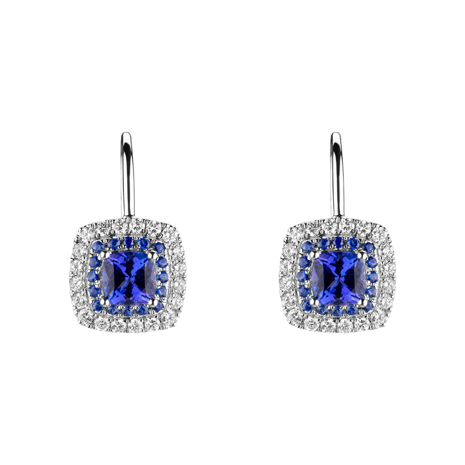 Náušnice s tanzanitmi a diamantmi Sparkling Rise