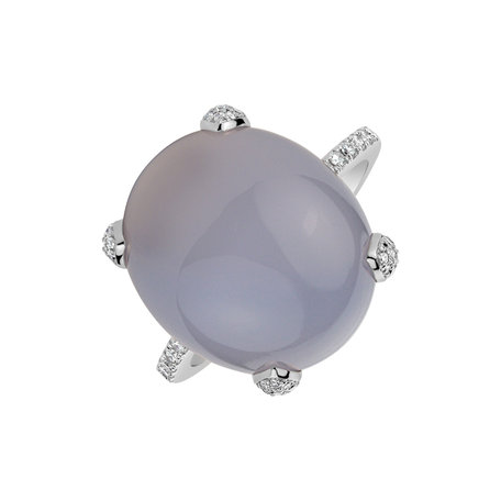 Prsteň s chalcedonom a diamantmi Niche