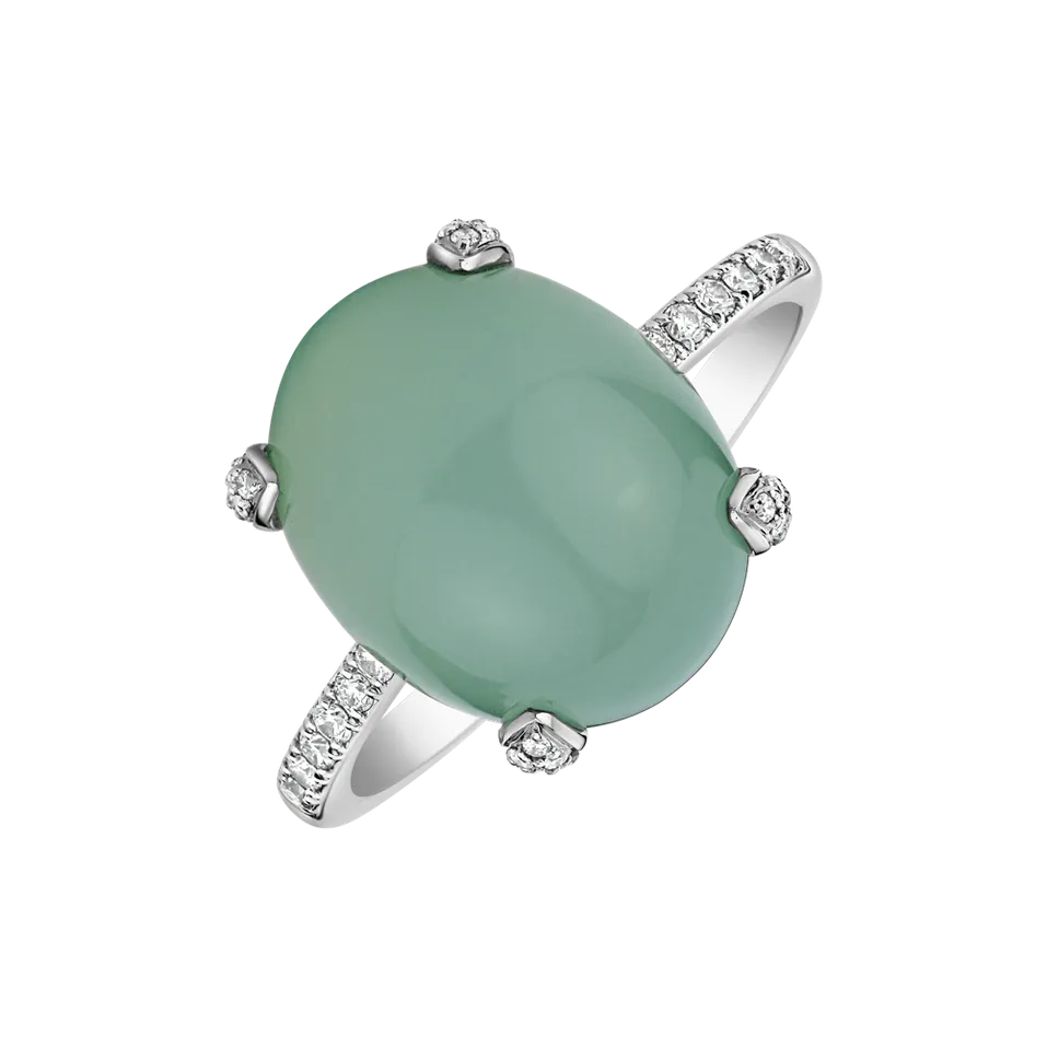 Prsteň s chalcedonom a diamantmi Niche