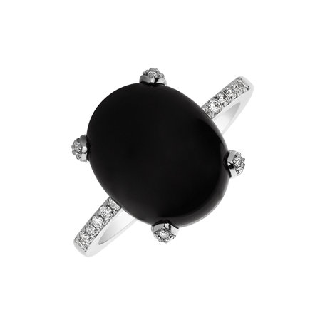 Prsteň s onyxom a diamantmi Niche