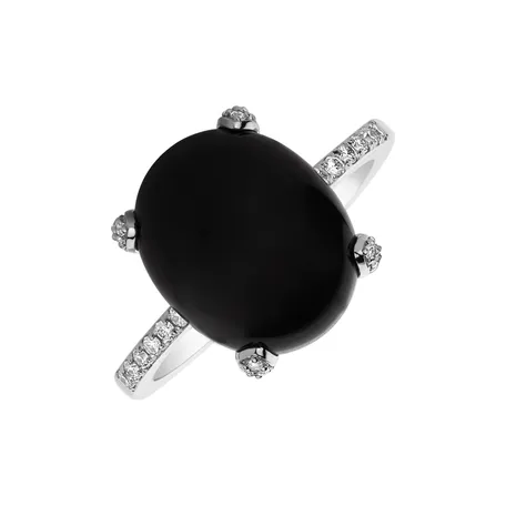 Prsteň s onyxom a diamantmi Niche