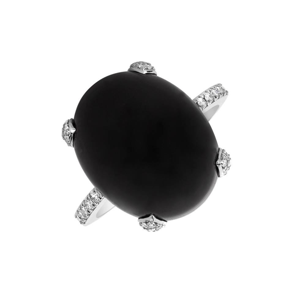 Prsteň s onyxom a diamantmi Niche
