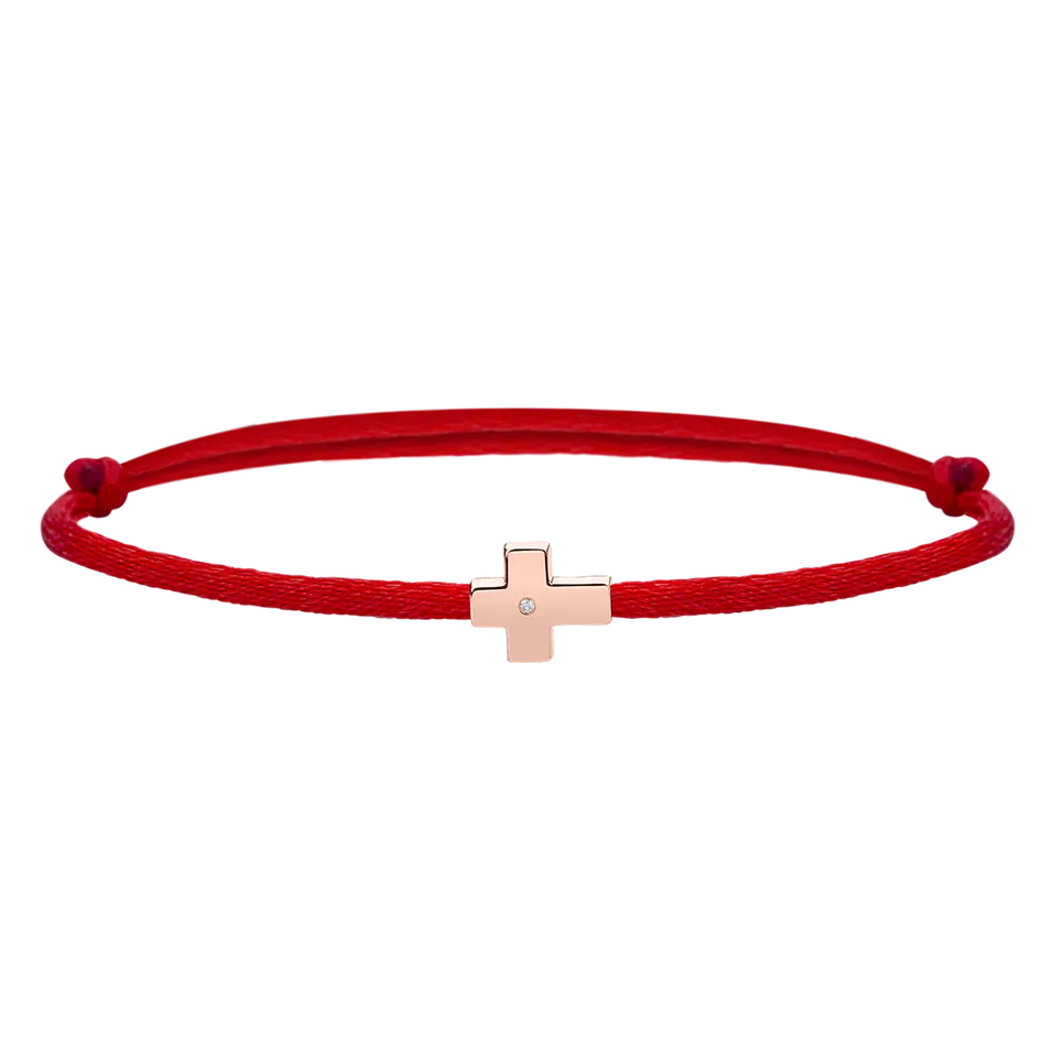 Diamantový náramok so šnúrkou Red Cross