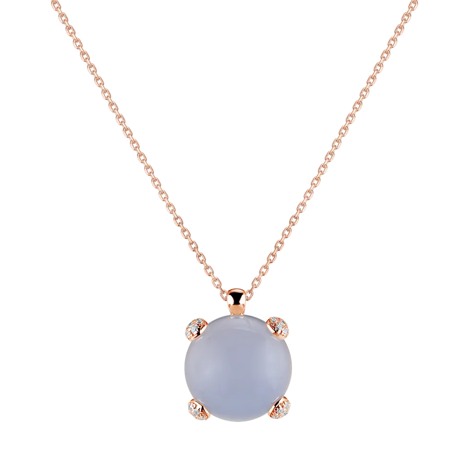 Náhrdelník s chalcedonom a diamantmi Royal Drop