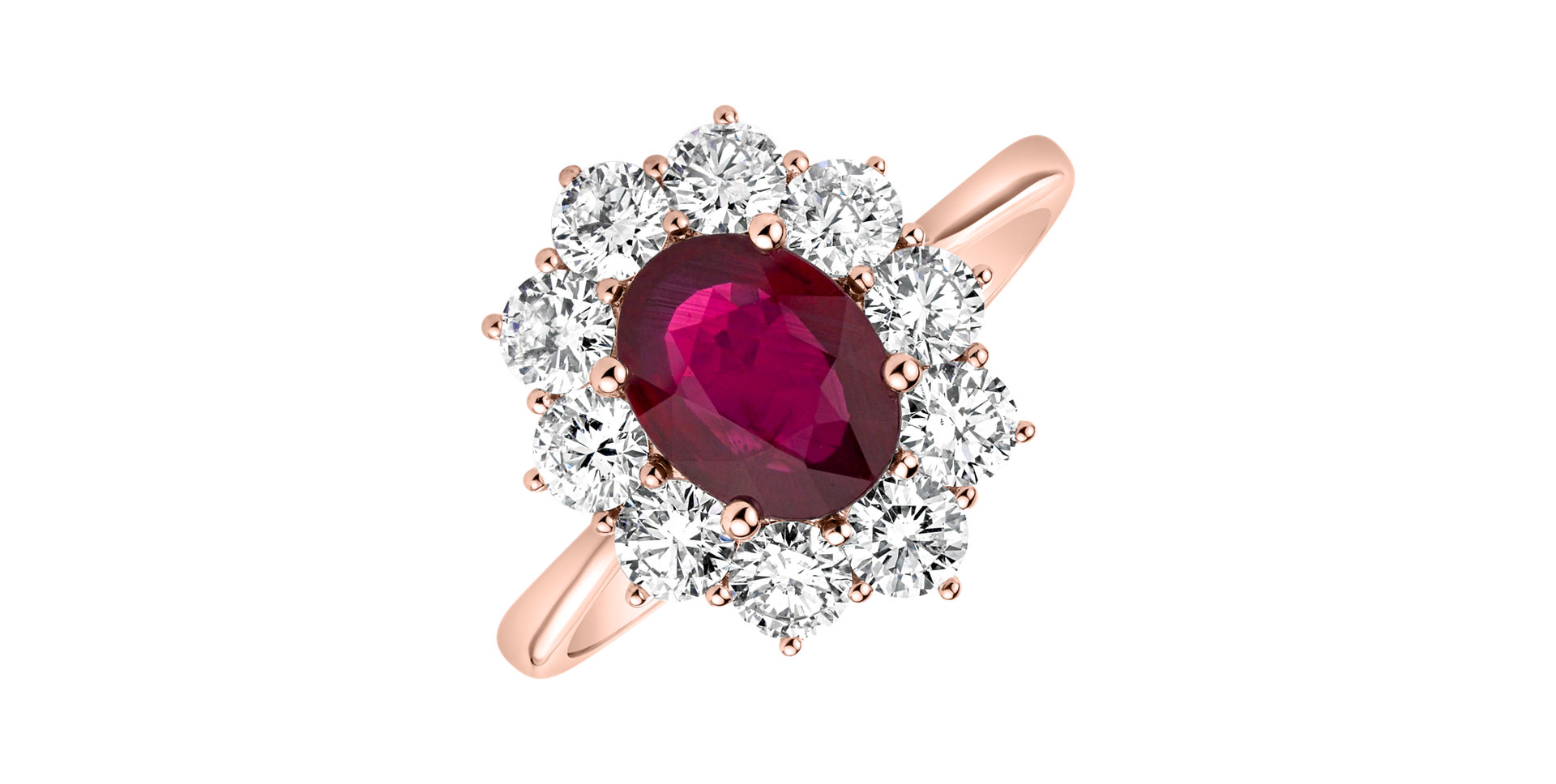 Prsteň s diamantmi a rubínom Princess