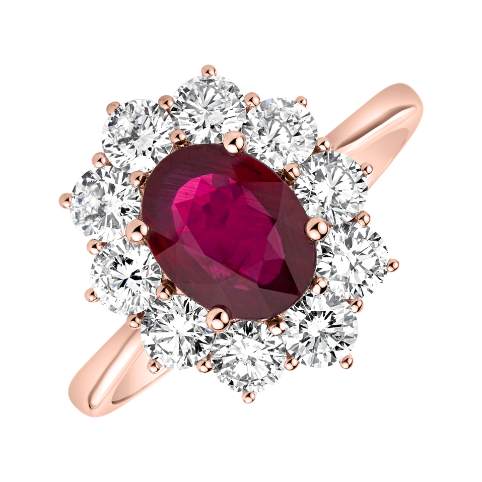 Prsteň s diamantmi a rubínom Princess