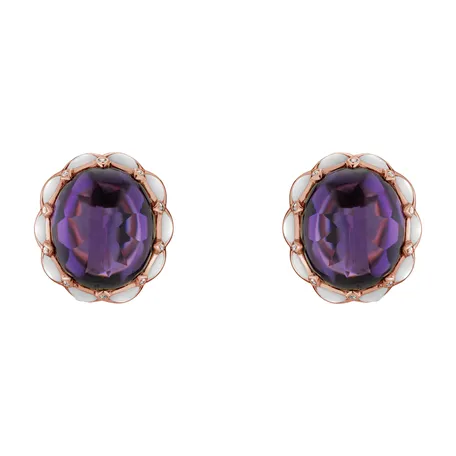 Náušnice s ametystom, diamantmi a perleťou Primavera Gift
