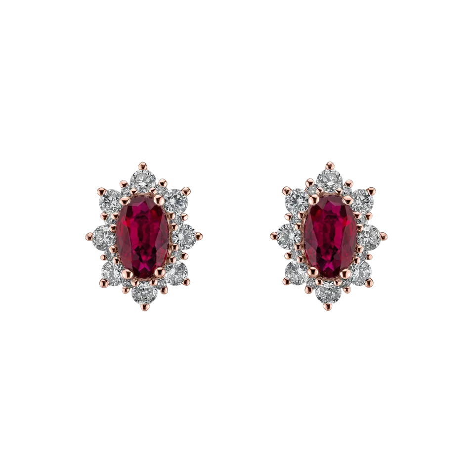 Náušnice s diamantmi a rubínom Princess