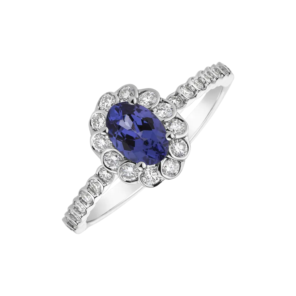 Prsteň s tanzanitom a diamantmi Princess Glamour