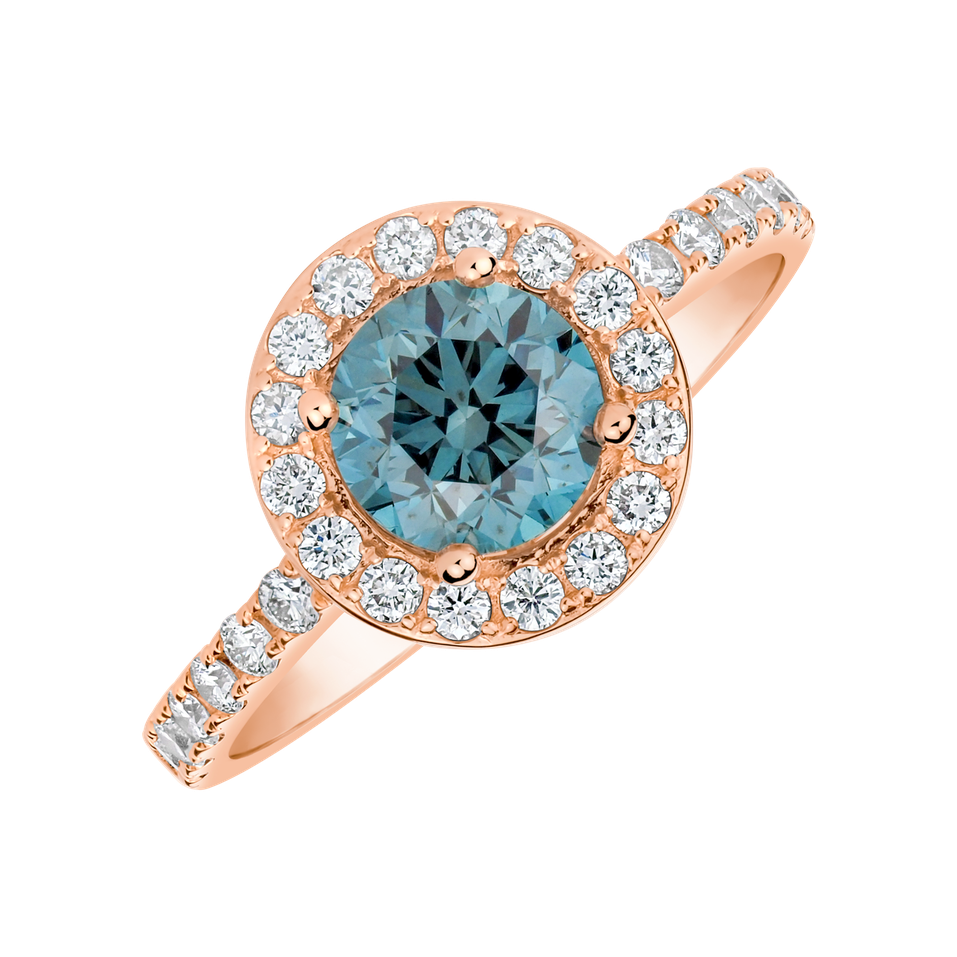 Prsteň s modrým diamantom a bielymi diamantmi Blue Glow