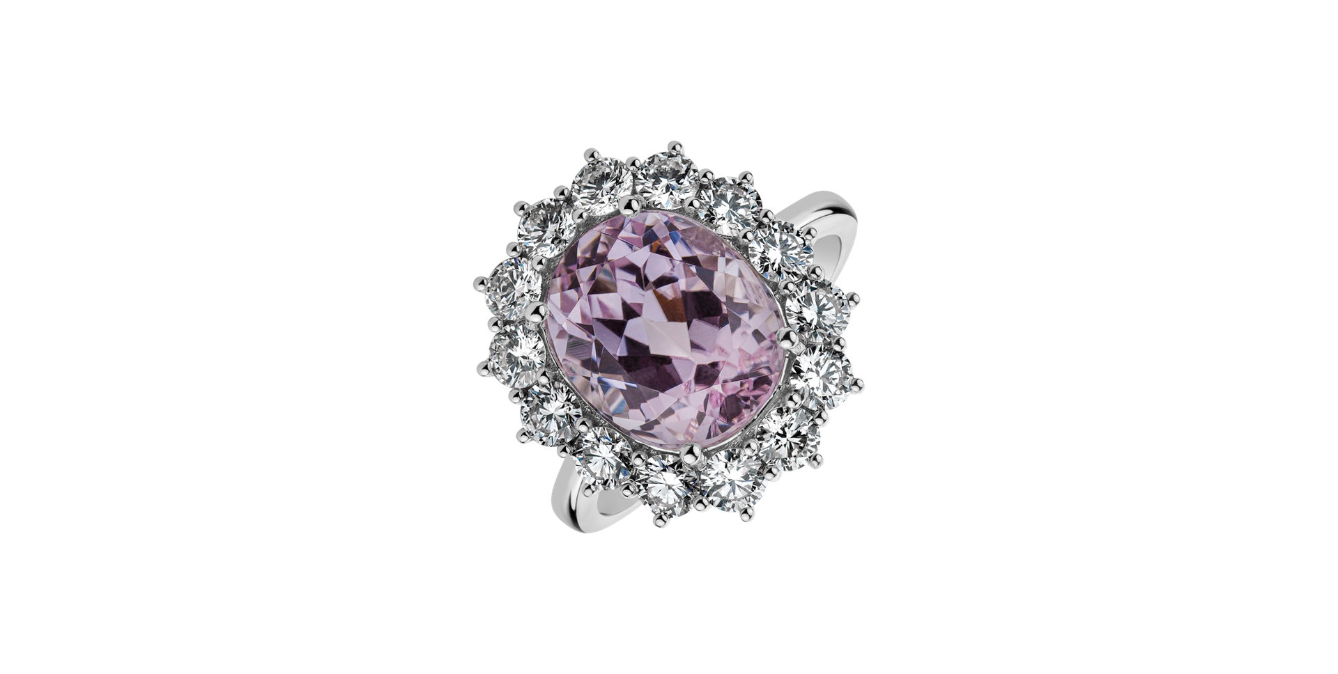 Prsteň s kunzitom a diamantmi Sky Goddess