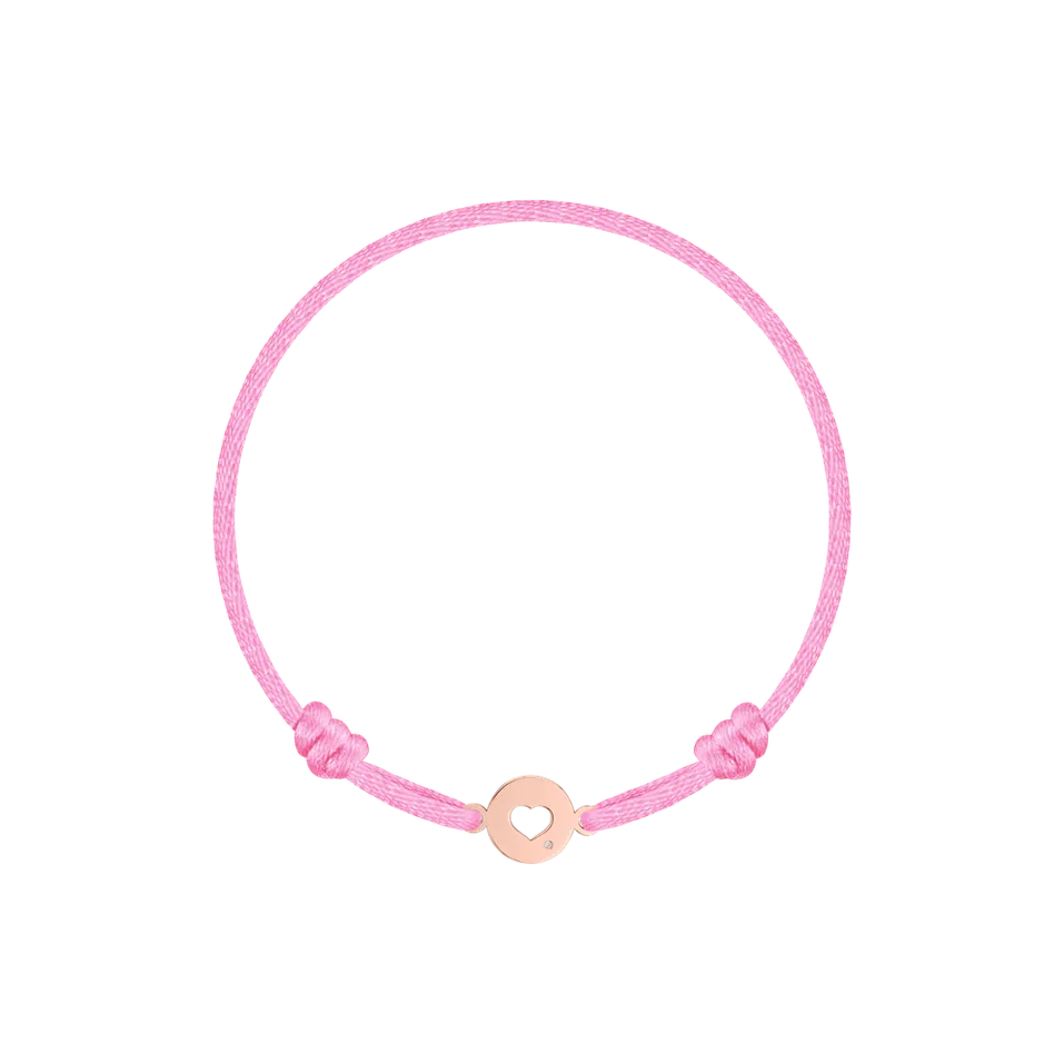 Detský diamantový náramok so šnúrkou Heart Circle