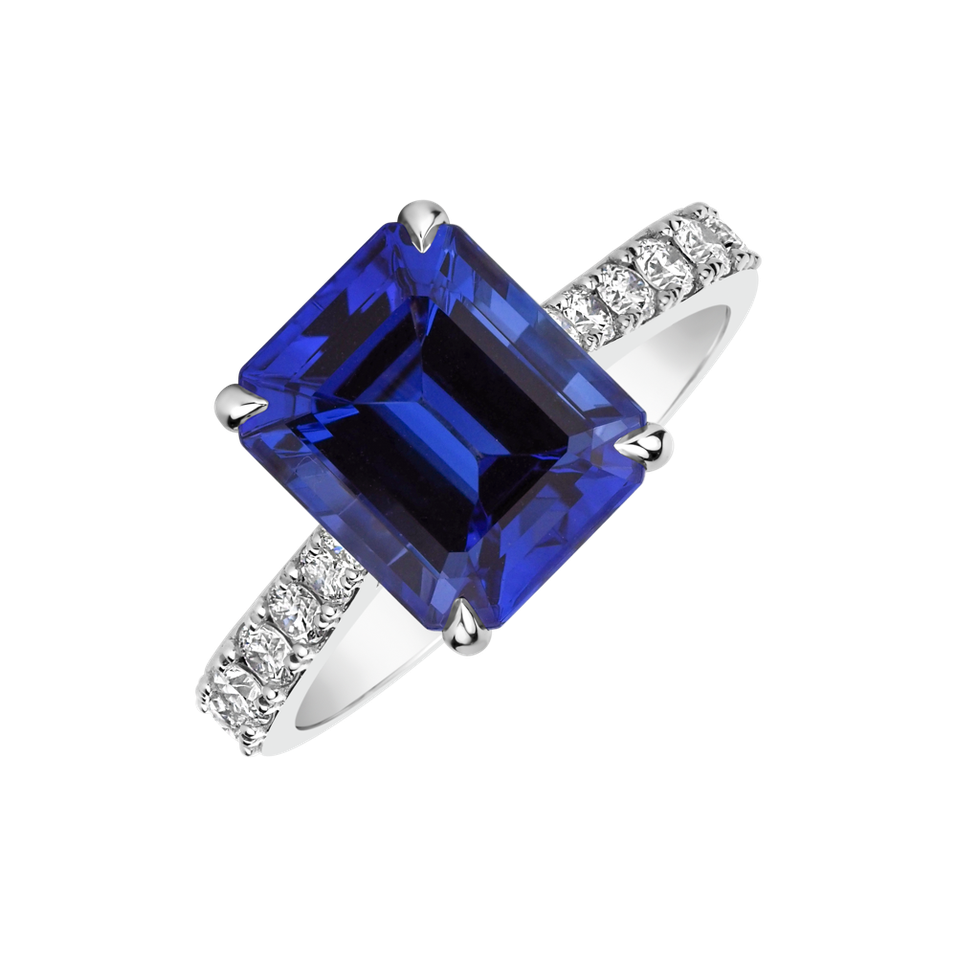Prsteň s tanzanitom a diamantmi Blue Treasure