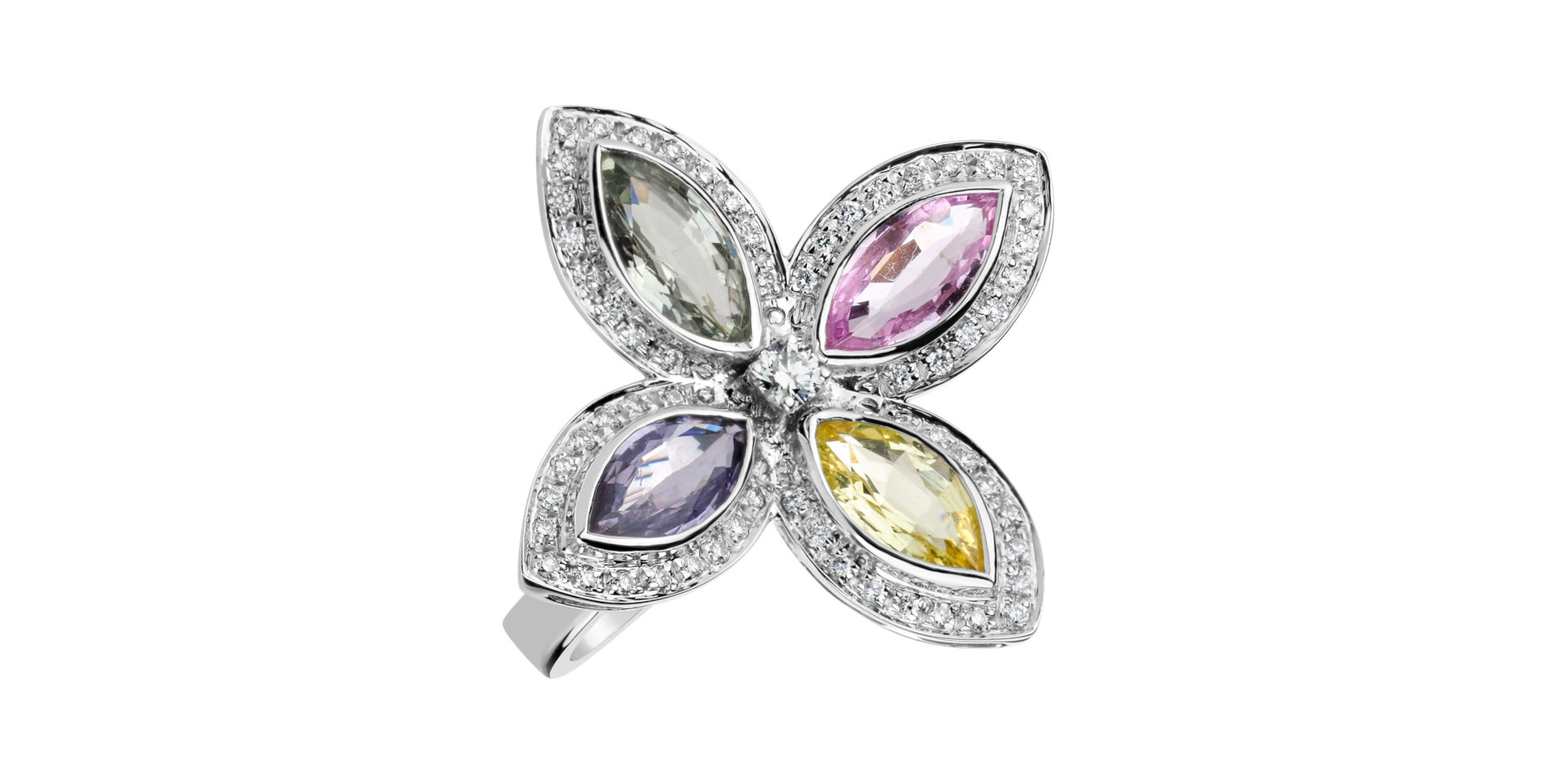 Prsteň s diamantmi a zafírmi Blooming Beauty
