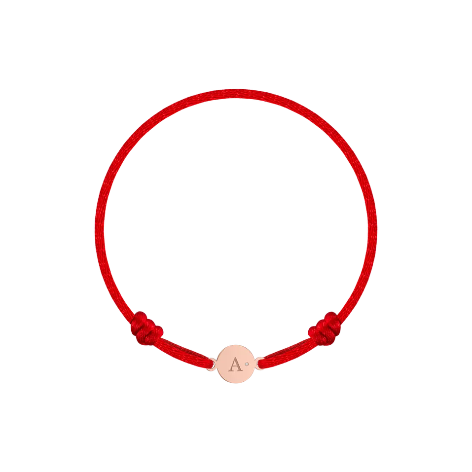 Detský diamantový náramok so šnúrkou Circle Letter A