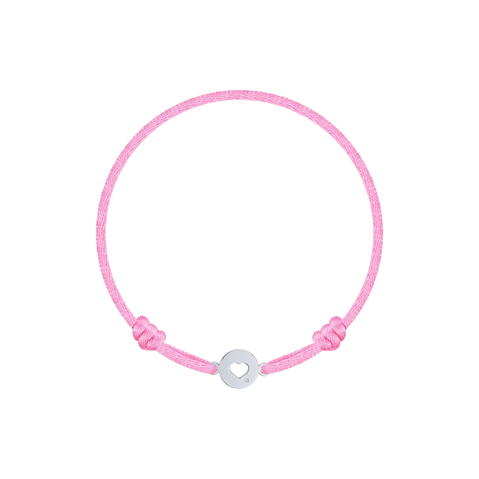Detský diamantový náramok so šnúrkou Heart Circle