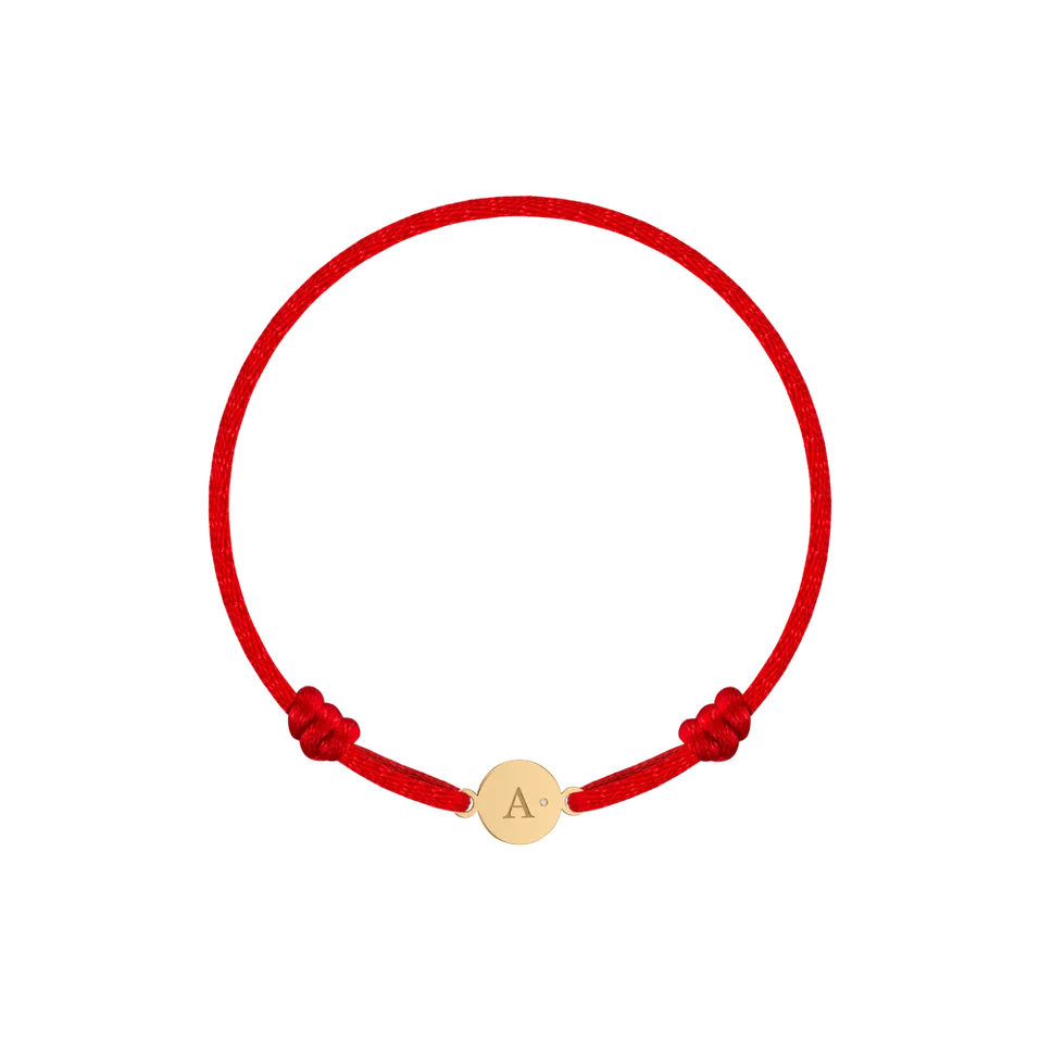 Detský diamantový náramok so šnúrkou Circle Letter A