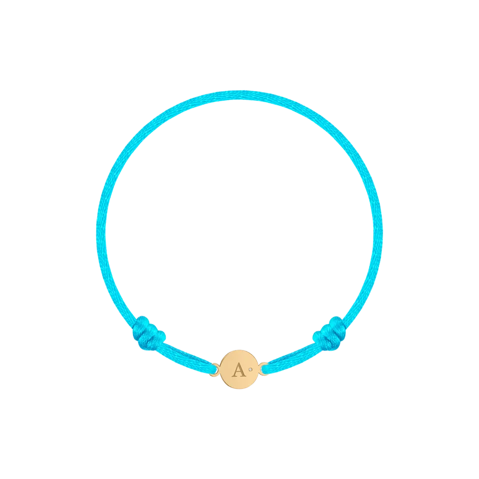 Detský diamantový náramok so šnúrkou Circle Letter A