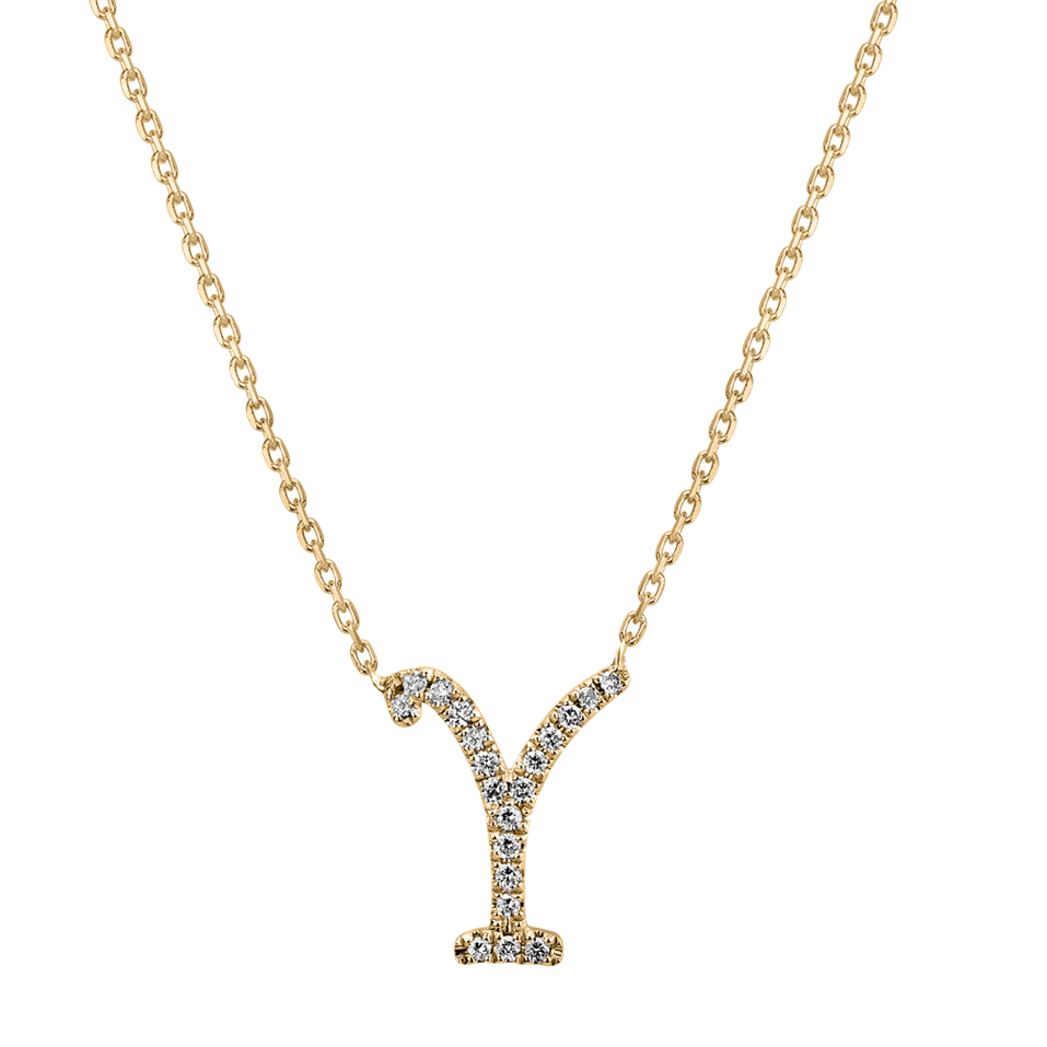 Náhrdelník s diamantmi Curly Glitter Y
