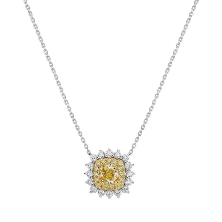 Náhrdelník s bielymi a žltými diamantmi Sun Goddess