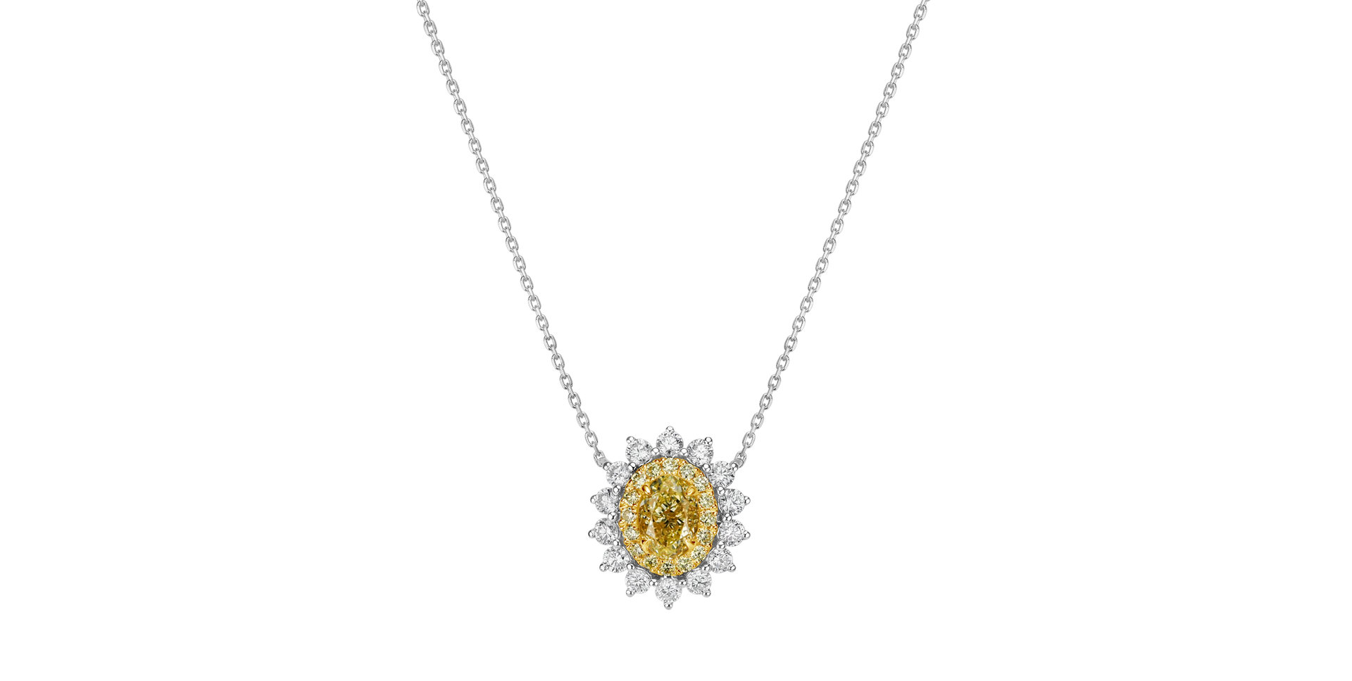 Náhrdelník s bielymi a žltými diamantmi Sunshine Goddess