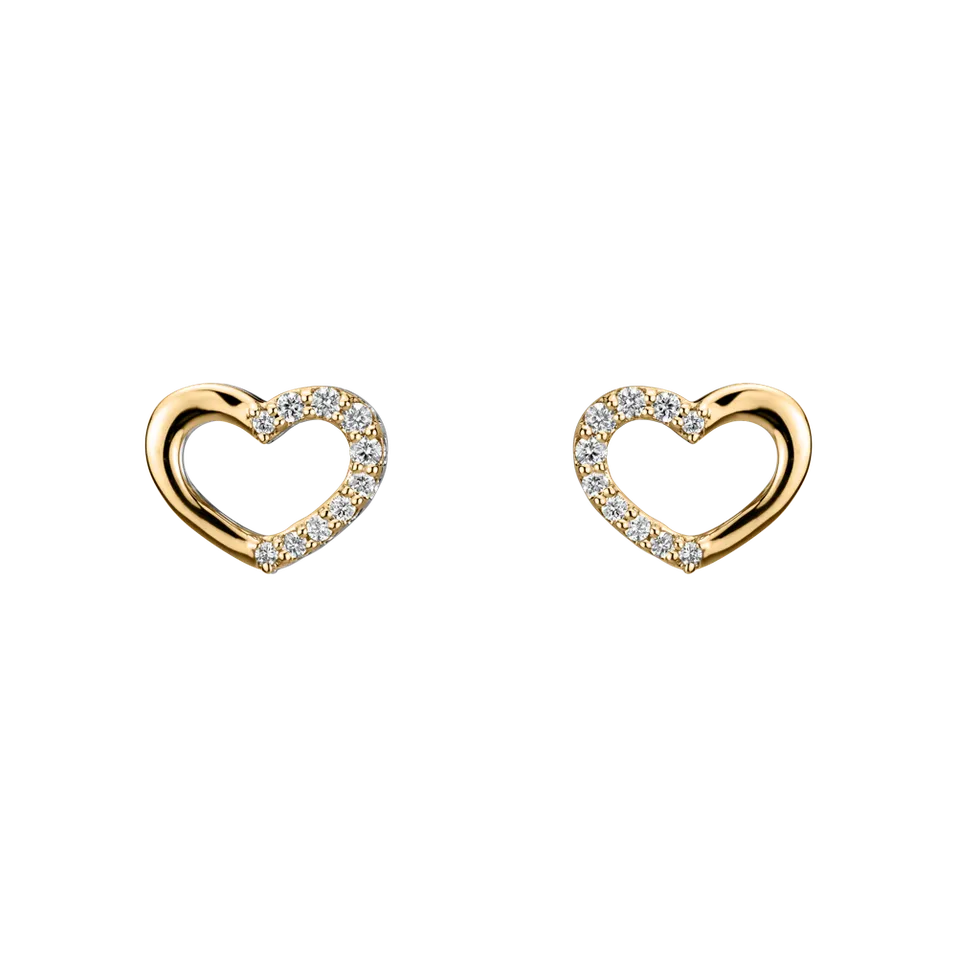 Náušnice s diamantmi Shiny Hearts