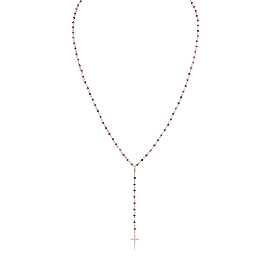 Náhrdelník s bielymi a čiernymi diamantmi Paradise Drop