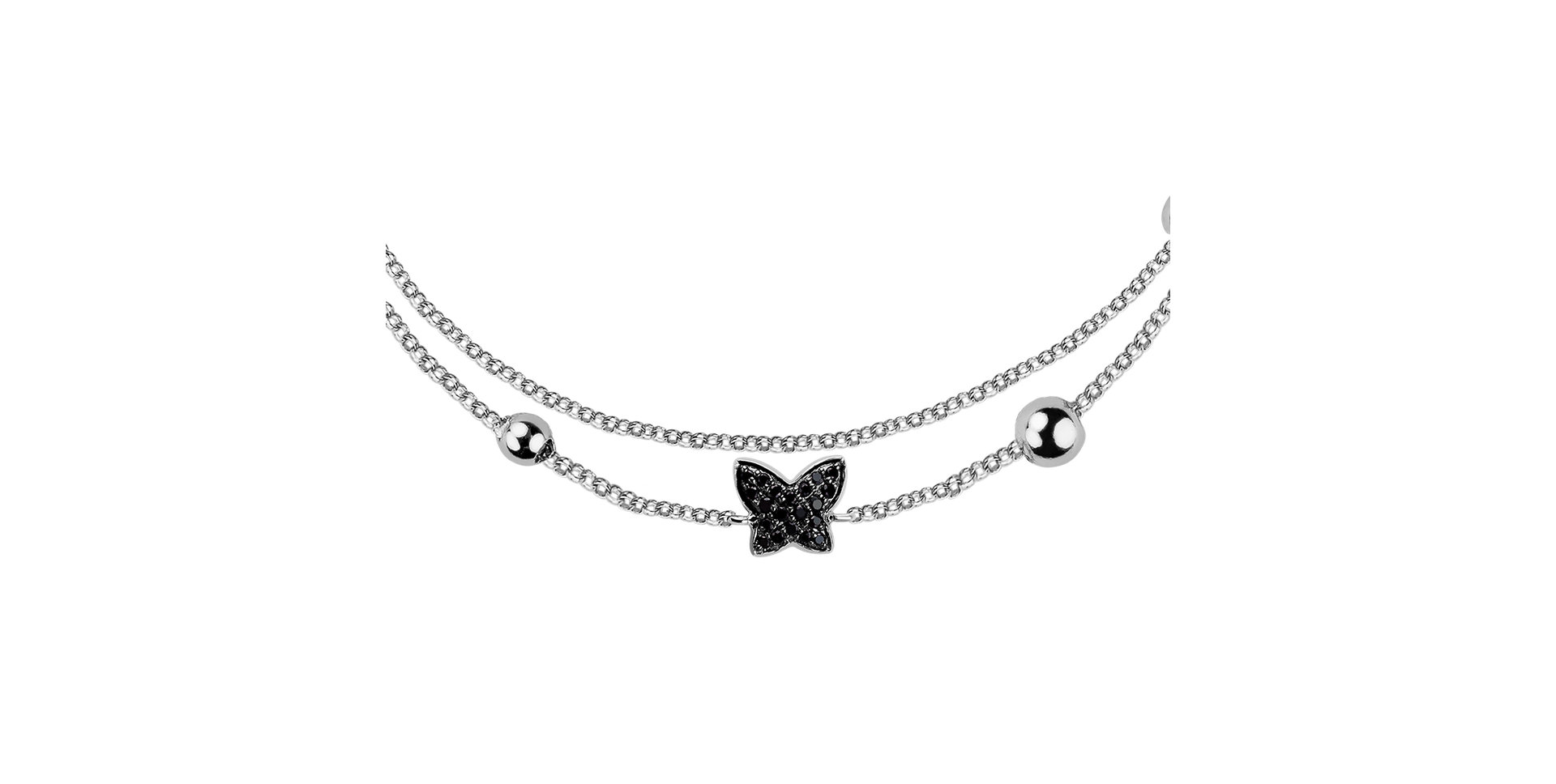 Náramok s čiernymi diamantmi Amazing Butterfly
