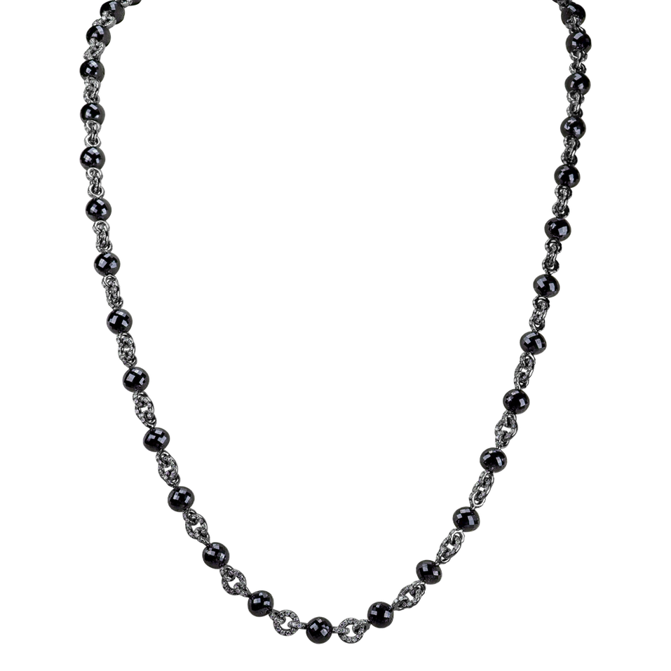 Náhrdelník s bielymi a čiernymi diamantmi Frozen Night
