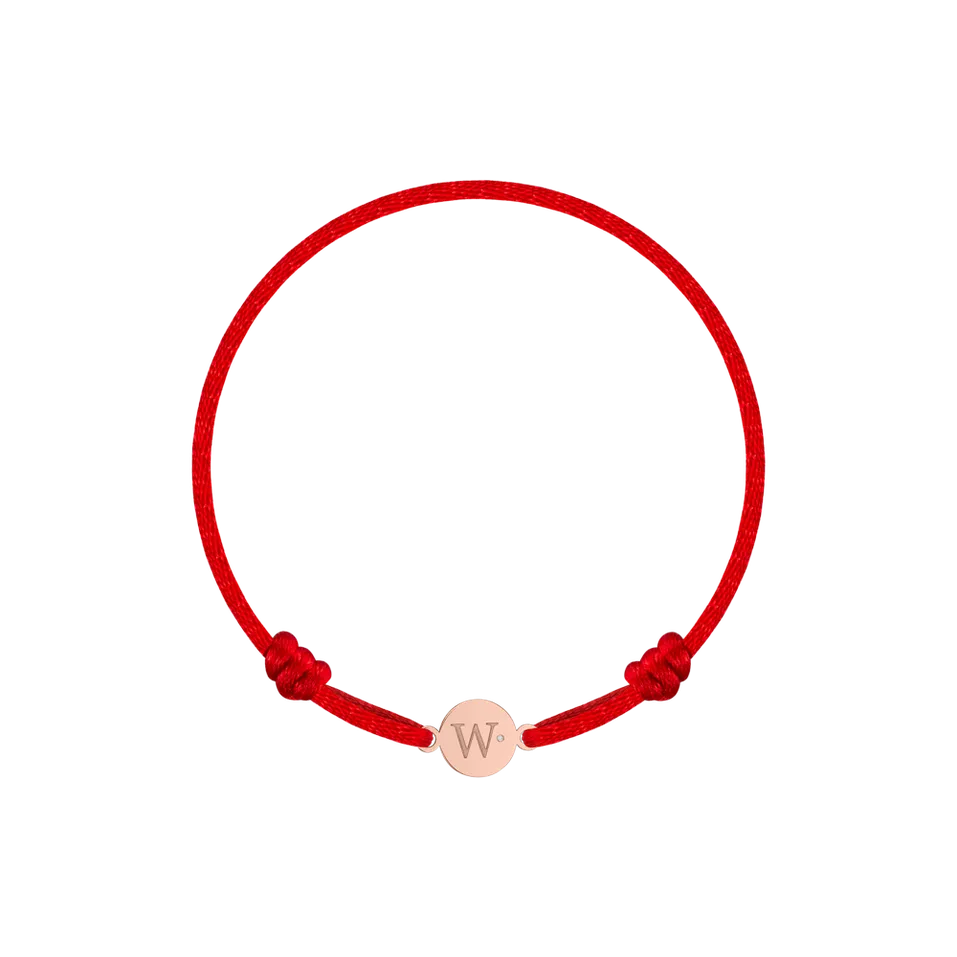 Detský diamantový náramok so šnúrkou Circle Letter W