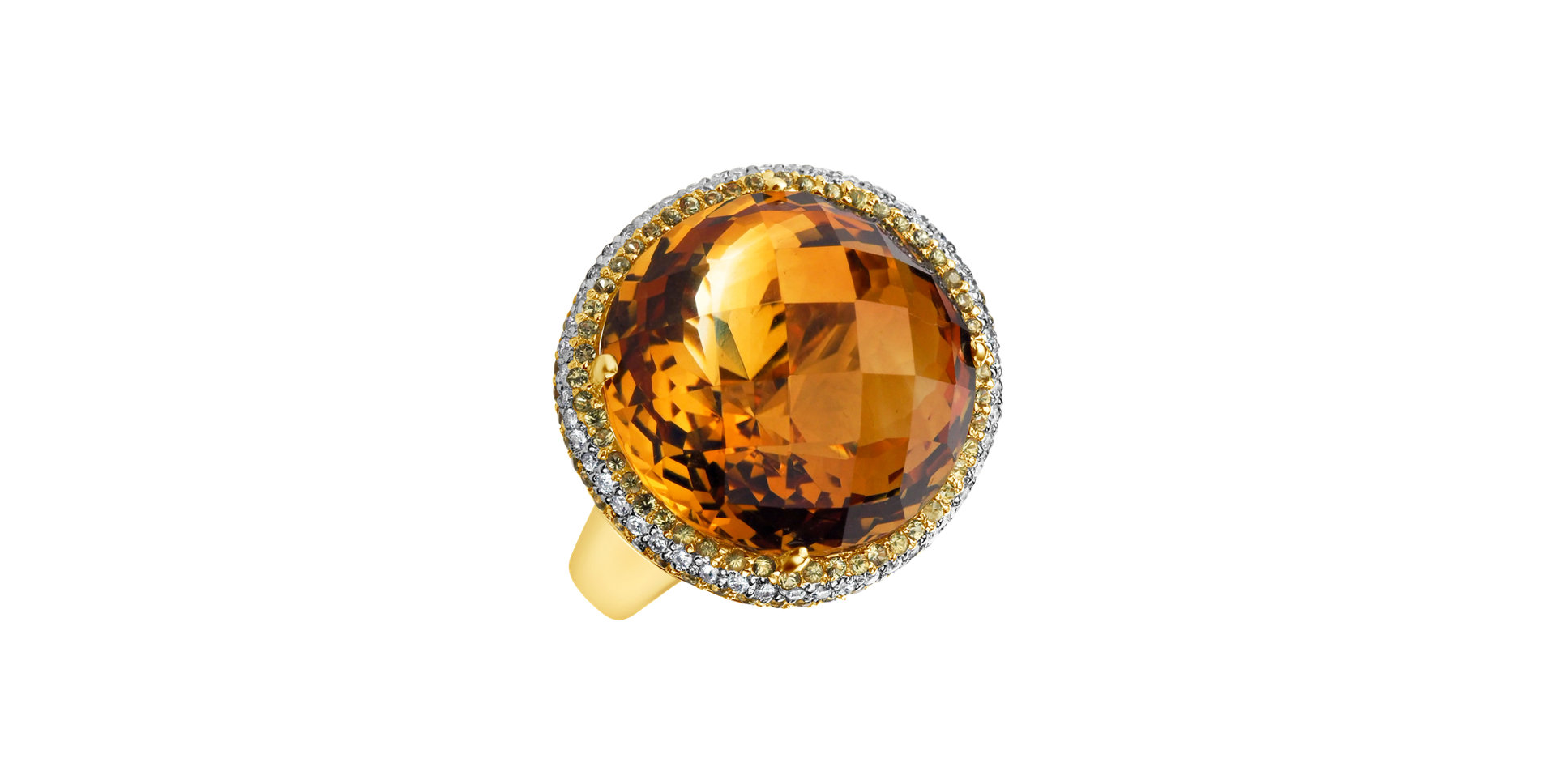 Prsteň s citrínom, diamantmi a zafírmi Sunny Soul