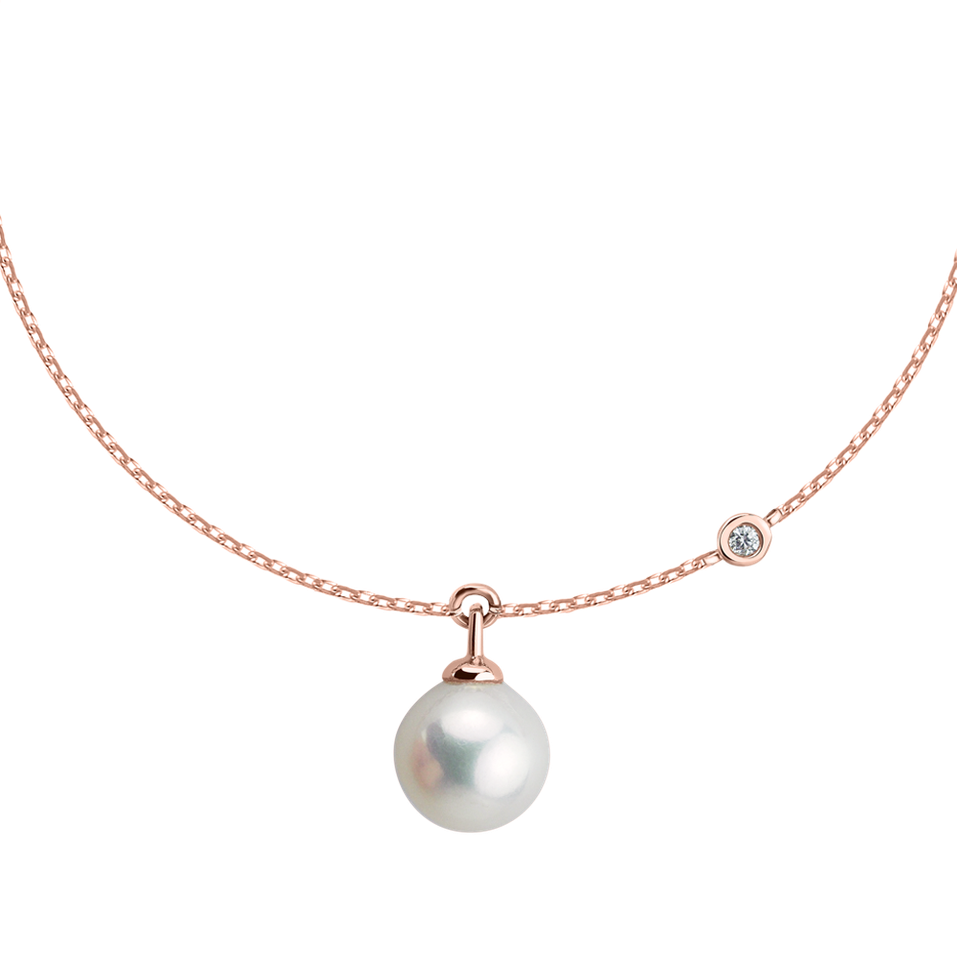 Náramok s diamantom a sladkovodnou bielou perlou Lovely Lake