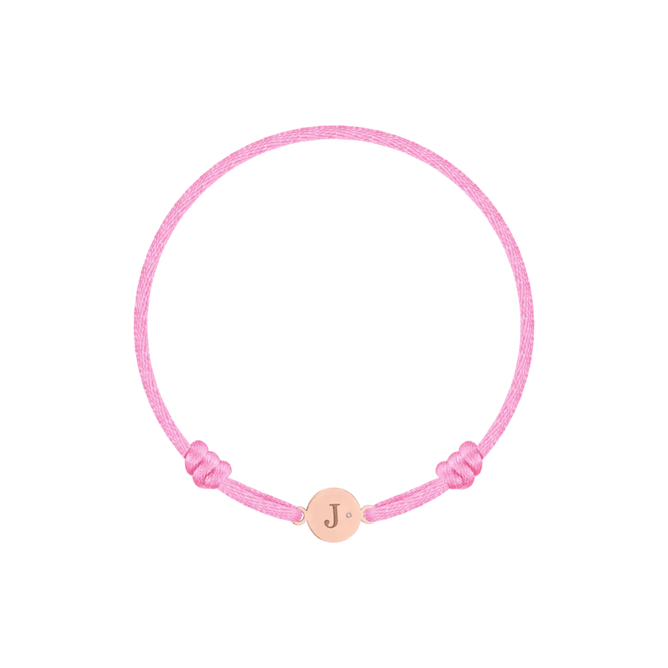 Detský diamantový náramok so šnúrkou Circle Letter J