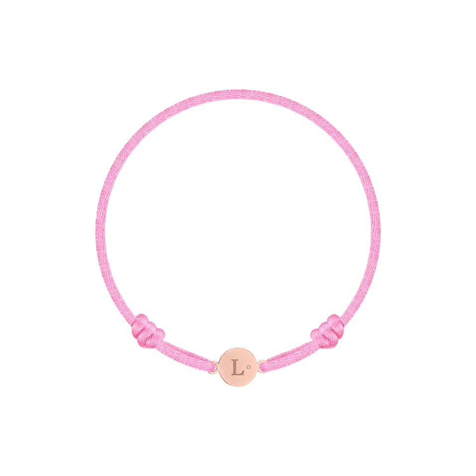 Detský diamantový náramok so šnúrkou Circle Letter L