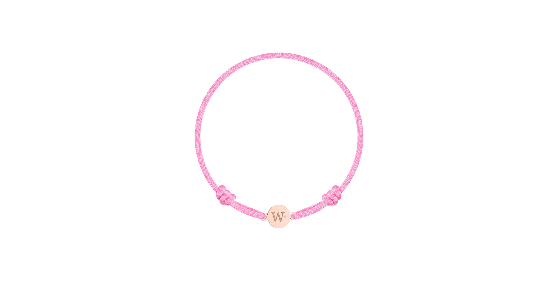 Detský diamantový náramok so šnúrkou Circle Letter W
