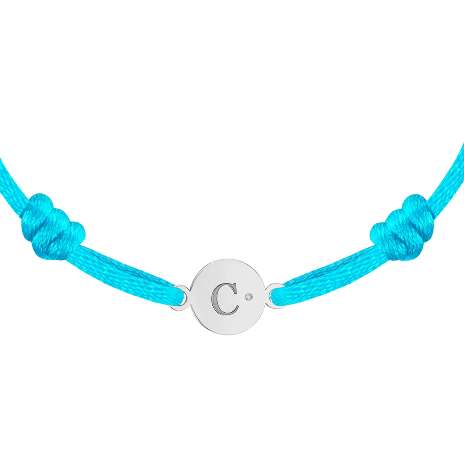 Detský diamantový náramok so šnúrkou Circle Letter C