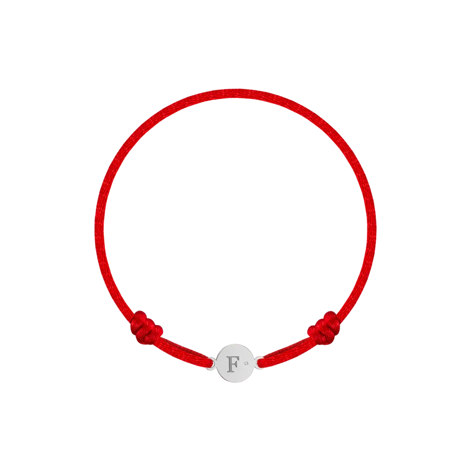 Detský diamantový náramok so šnúrkou Circle Letter F