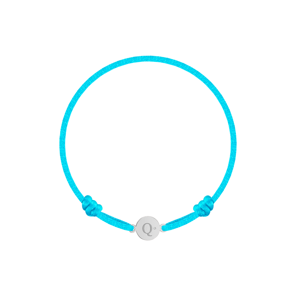 Detský diamantový náramok so šnúrkou Circle Letter Q