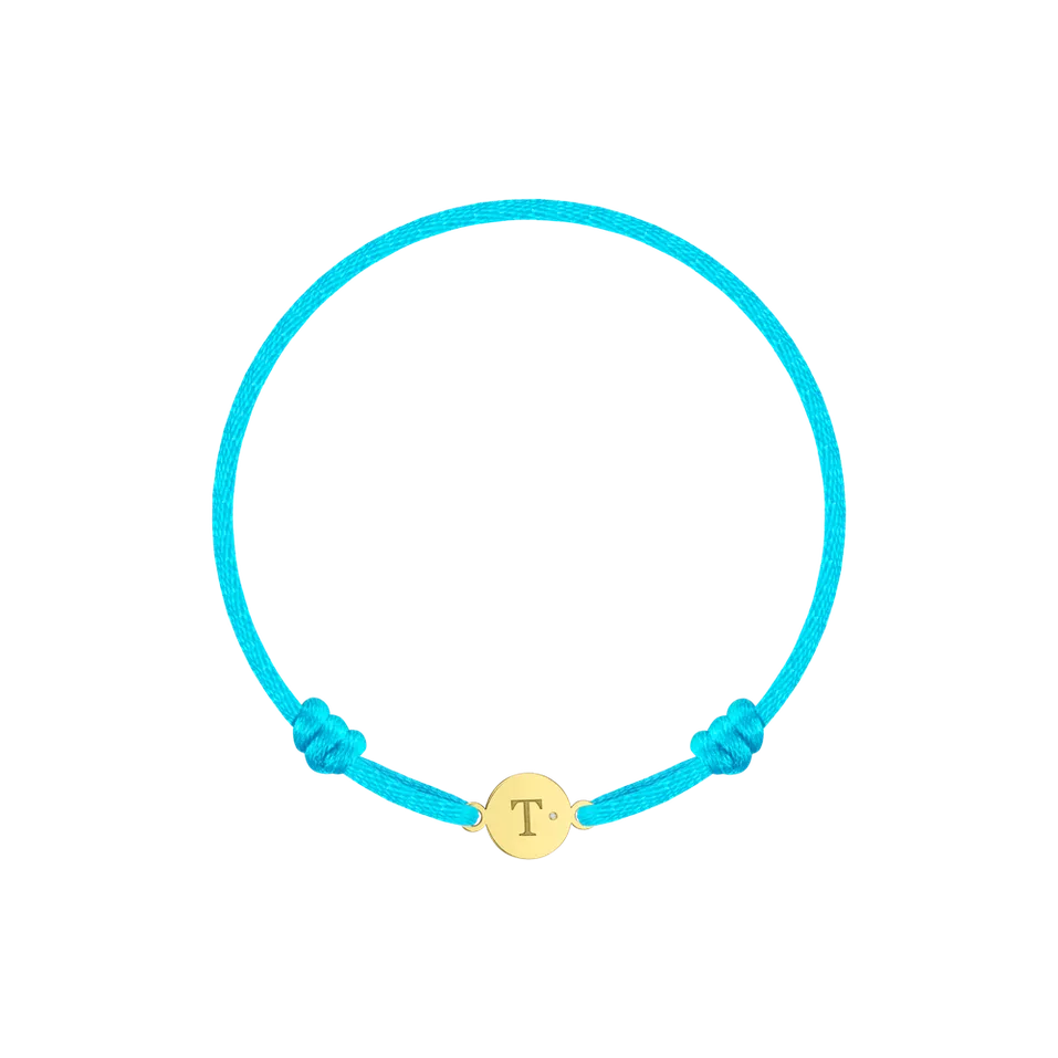Detský diamantový náramok so šnúrkou Circle Letter T